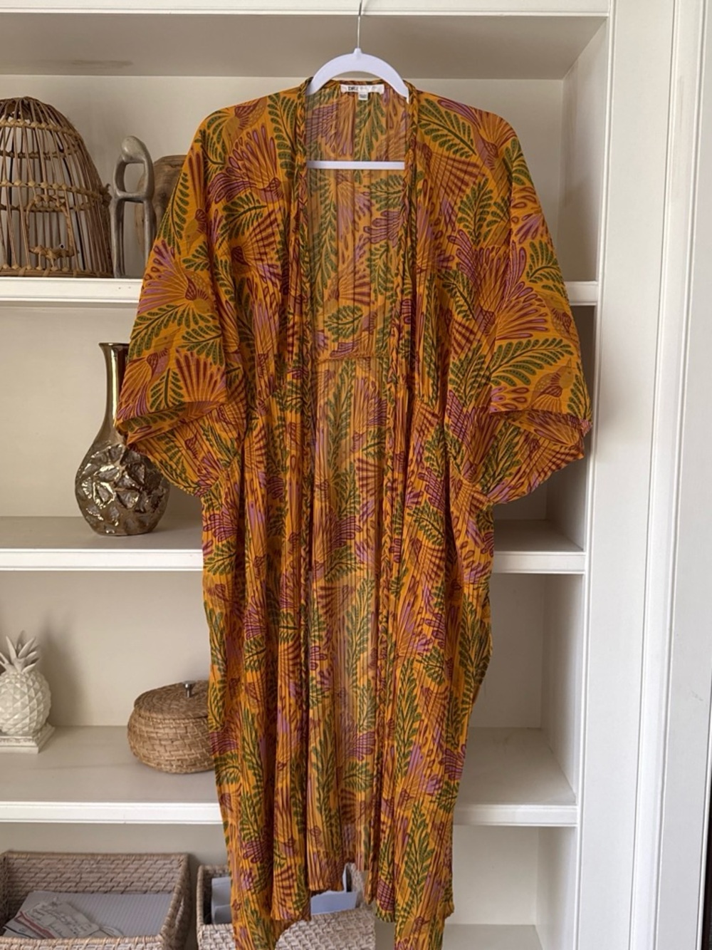 DR2 Mustard Yellow Botanical Print Kimono